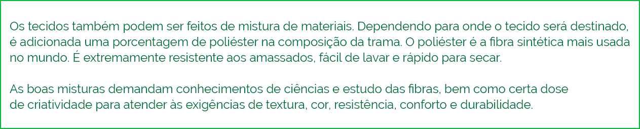 fibras naturais e químicas para tecidos